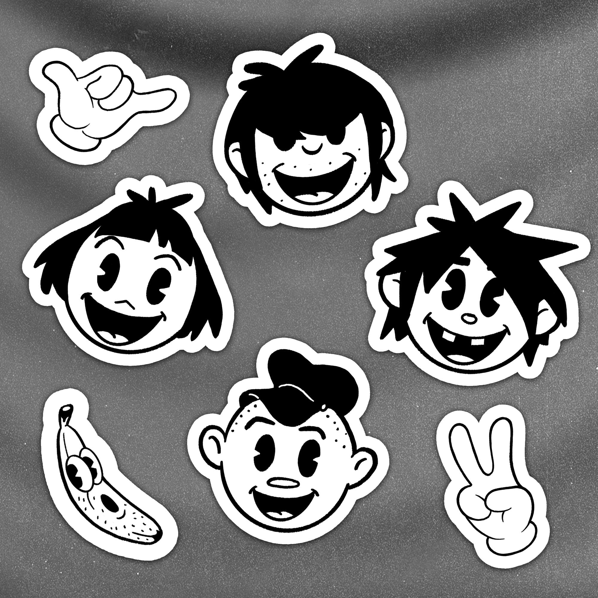 Vintage cartoon band sticker sheet